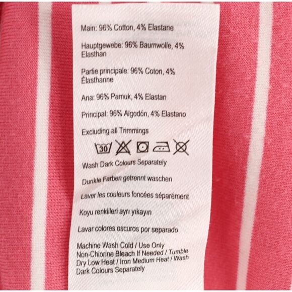 Joules Dress Womens 10 Pink White Stripe Cotton Stretch Knit Blouson V-neck - Picture 13 of 14